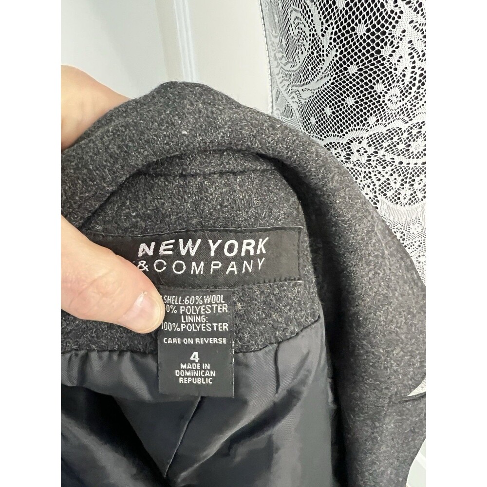 New York & Company Jacket Womens Size 4 Grey Wool Blend Double Breasted Pea Coat - Picture 6 of 6